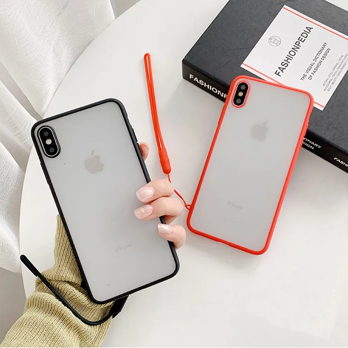 Отсутствие Карамельный цвет матовый пара чехол для iphone X XS Max XR Чехлы для iphone 7 8 6 6S P lus крышка с ремешок для запястья