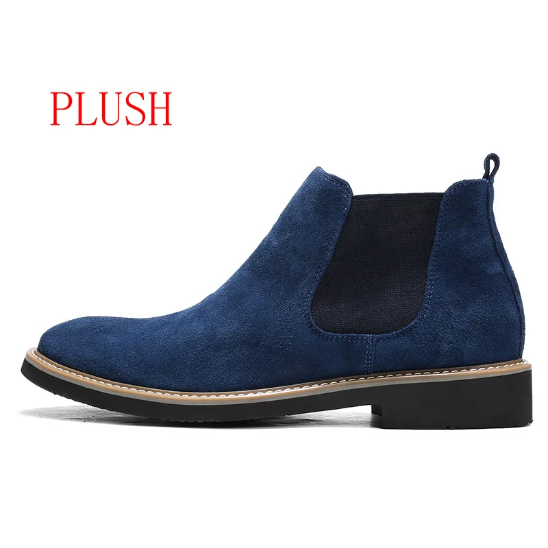 ZYYZYM/мужские ботинки «Челси»; сезон весна-осень; классические модные мужские ботинки в британском стиле; ботинки высшего качества; мужские ботинки; botas hombre - Цвет: blue Plush