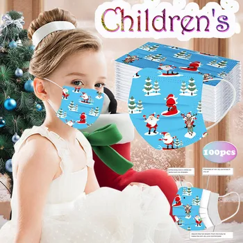 

10/50/100PCS Child Christmas Mascarillas Mask Safety Air Fog Disposable Face Mask masque enfant 3Ply Health Daily Care Mask
