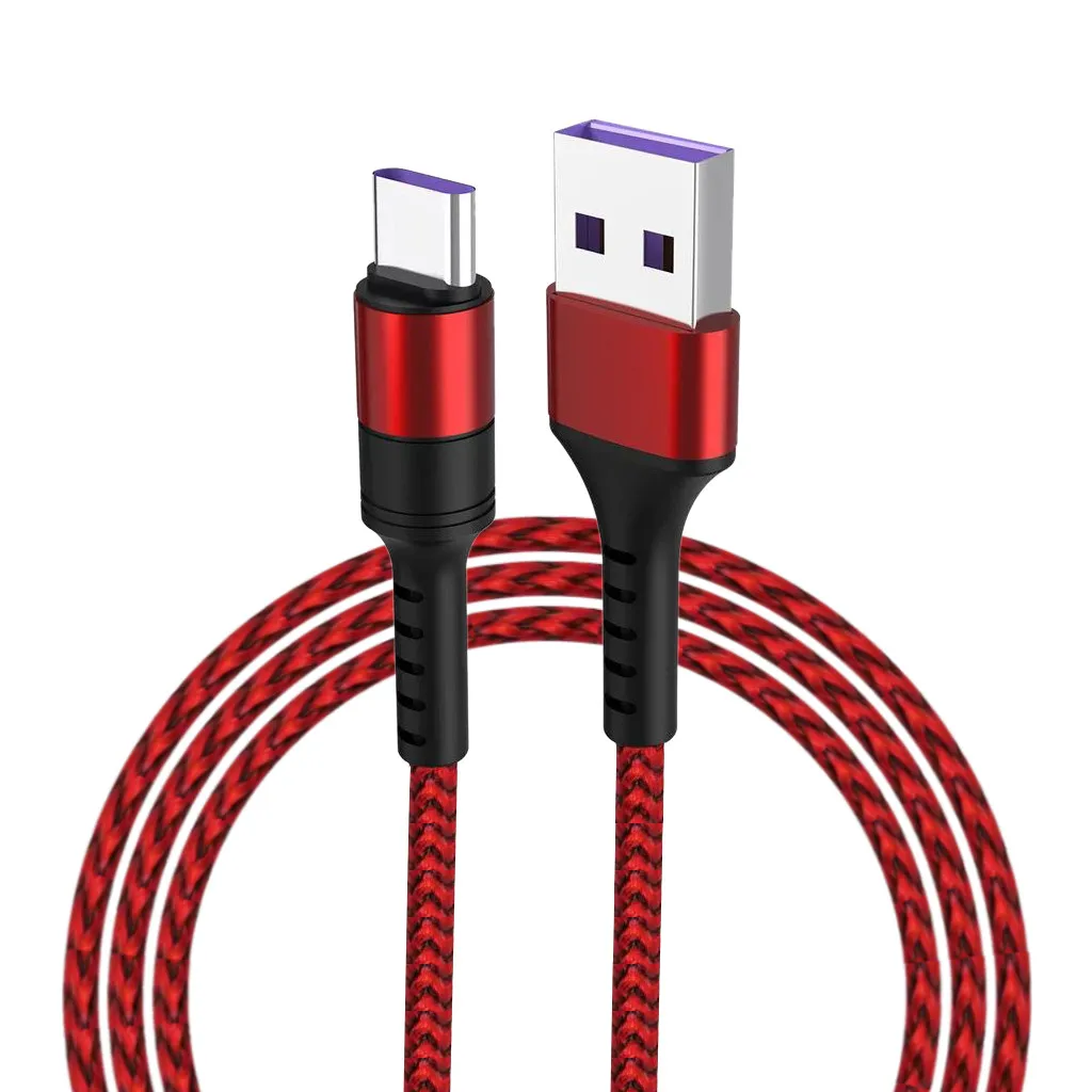 RD Usb type-c кабель 5A 3,0 1 м авто отключение Быстрая зарядка нейлоновый кабель для samsung для Xiaomi для huawei - Цвет: RD