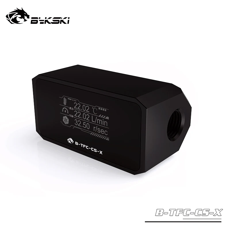 Medidor de Temperatura da Água Medidor de Fluxo de Água Refrigerador de Água Montagem do Sensor de Fluxo Bykski Oled Display Digital Sistema Duplo g1 4 Fitting –