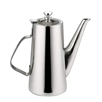 

Pitcher Stainless Steel Water Carafe with Lid for Coffee Milk Beverage - Long Spout, 2L