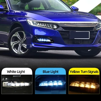 

Car Flashing 2Pcs For Honda Accord 10th 2018 2019 Daytime Running Light LED DRL fog lamp Driving lights Yellow Turn Signal Lamp