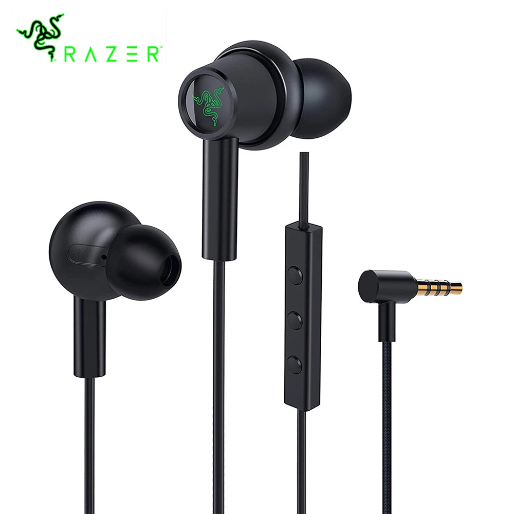 

2019 NEW Original Razer Hammerhead Duo Wired Headphones 3.5mm plug 1.2m Cables 10mm Drivers Wired Earphone Inline Control & Mic