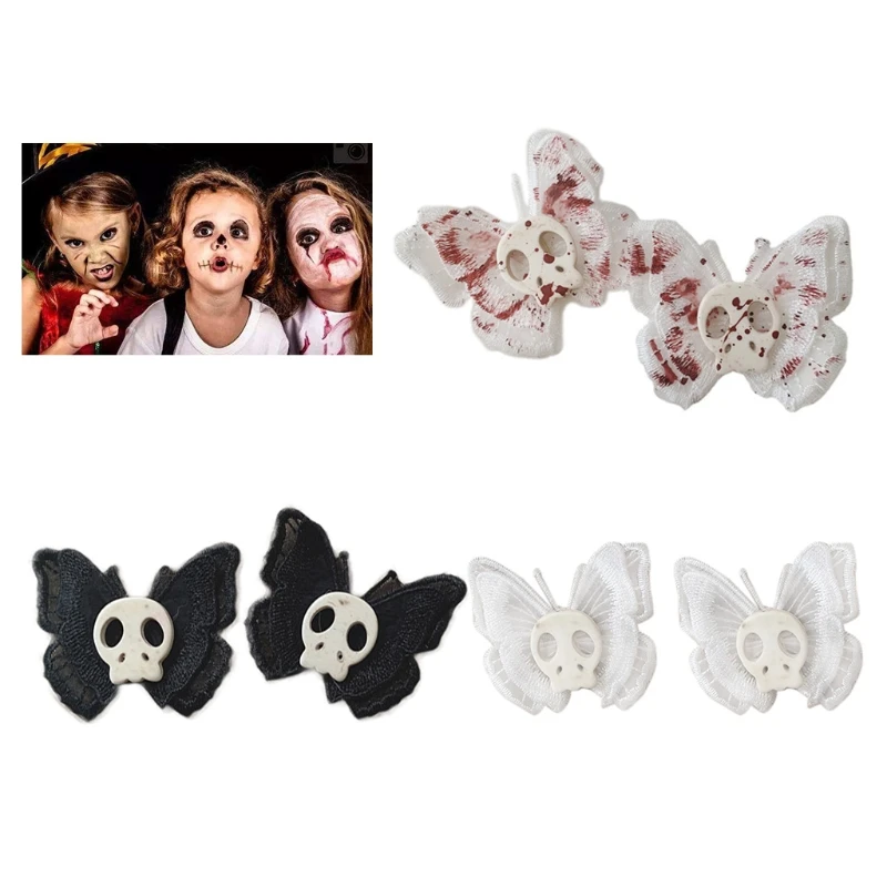 Goth Handgemachte Verletzt Schmetterling Schädel Haarnadel für Frauen Cartoon Harajuku Nostalgischen Haar Clips Zubehör 90s Party Großhandel – Detail 2