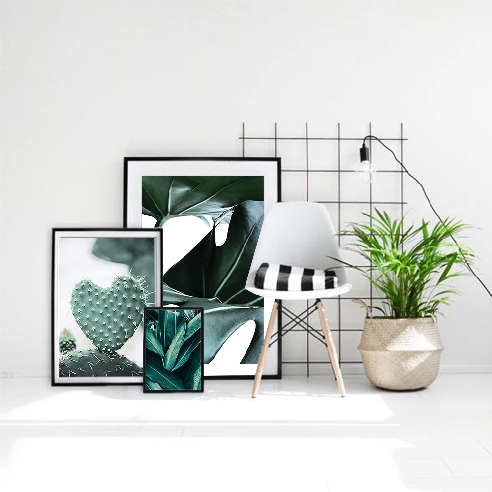 Пальмовые Листья настенное искусство кактус Холст Картина Monstera растительные плакаты и принты растительные настенные картины для гостиной домашний декор