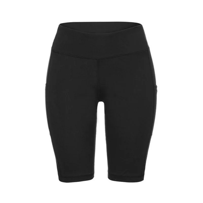 Черный Черные повседневные однотонные укороченные короткие леггинсы с широким поясом для велоспорта летние современные женские брюки#0917 - Цвет: Черный