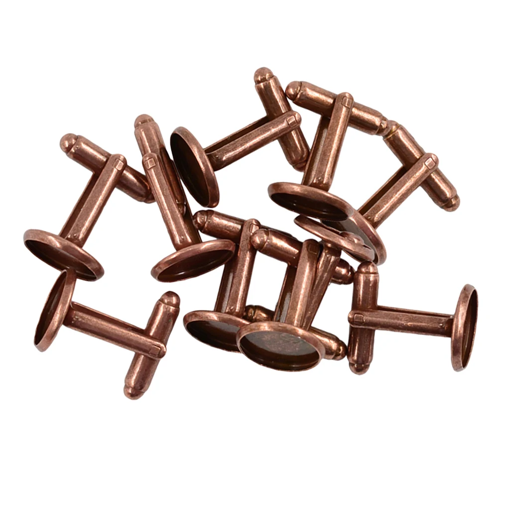 10 pcs Antiqued Bronze Black Gold 12mm Round Blank Settings Cuff Links Findings DIY Projects