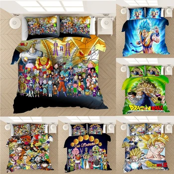 

Anime 3D Printed Dragon Ball Comforter Bedding Set Duvet Covers Set Home Queen King Single Size Luxury Kids Gift Cartoon 3 Pcs