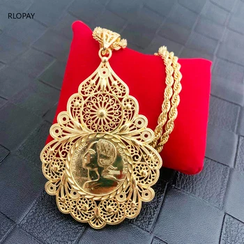 

High Quality Arab Moroccan Style Chain Necklace Luxury Shiny Red Green Crystal Water Drop Pendant Necklace Statement Jewelry