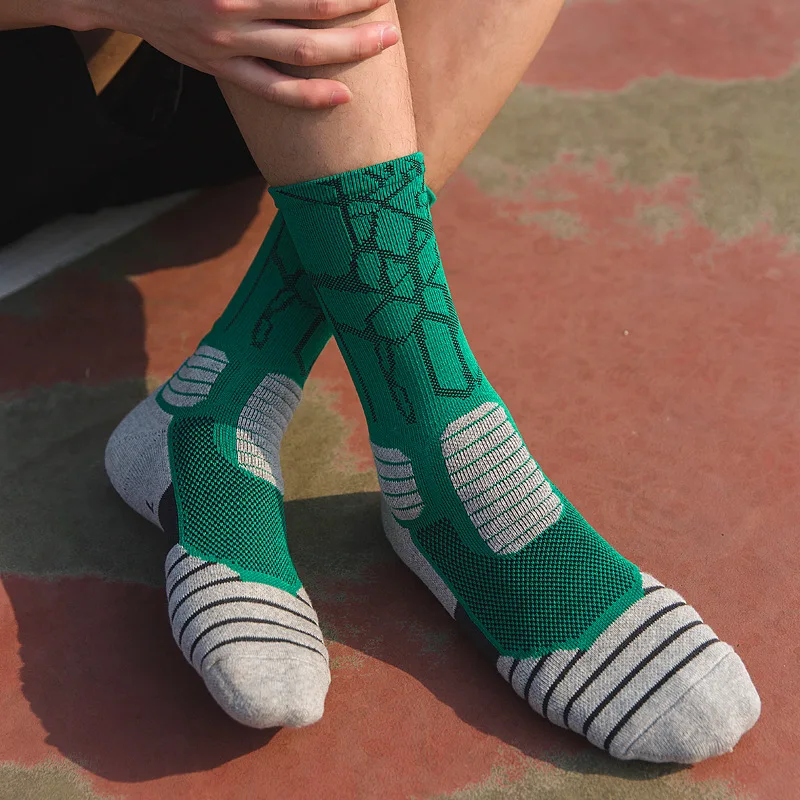 

1 Pair Cotton Thicken Sport Basketball Socks Stockings Warm Sweat Absorb Towel Bottom For Adult Men Women Skaeboard Skate