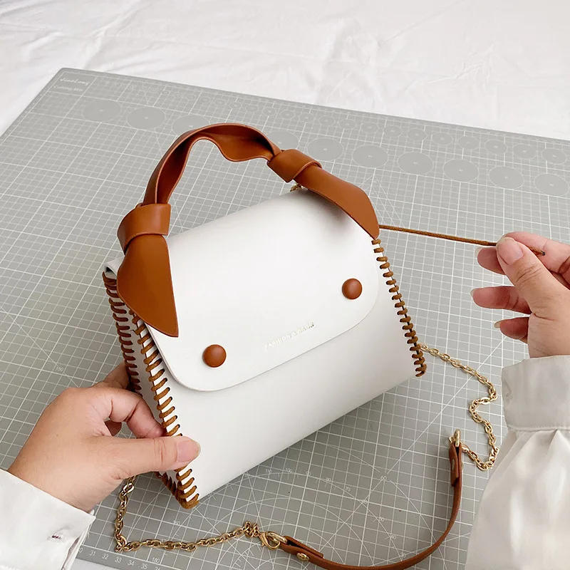 Retro Handmade Hand Stitching Handle Shoulder Women Material Bag Accessories PU Leather Messenger DIY Bag Woven Set