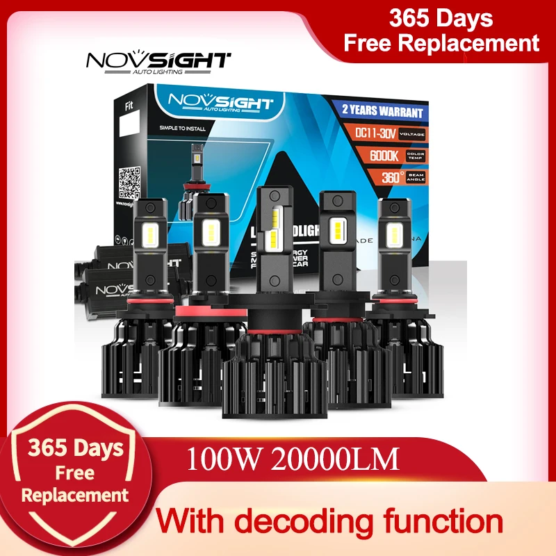 NOVSIGHT Автомобильные фары H4 led Hi/Lo луч СИД H7 H8 H9 H11 9005/HB3 9006/HB4 100 Вт 20000лм 6000 К лампочки