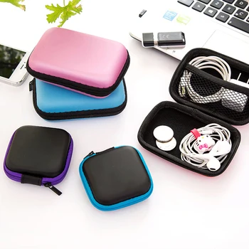 

Mini Zipper Hard Headphone Holder Case Portable Earbuds Pouch Box Earphone Storage Bag Protective USB Cable Organizer Storage