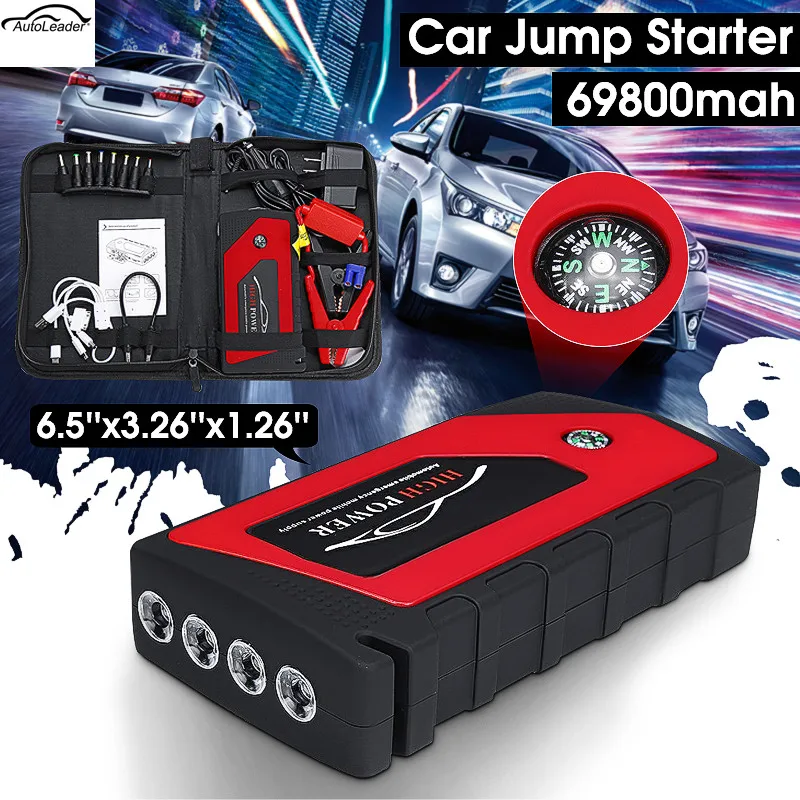 Car Jump Starter Emergency Starting Device 4USB 69800mAh 12V LED Light Mobile Power Bank Car Charger Battery Booster
