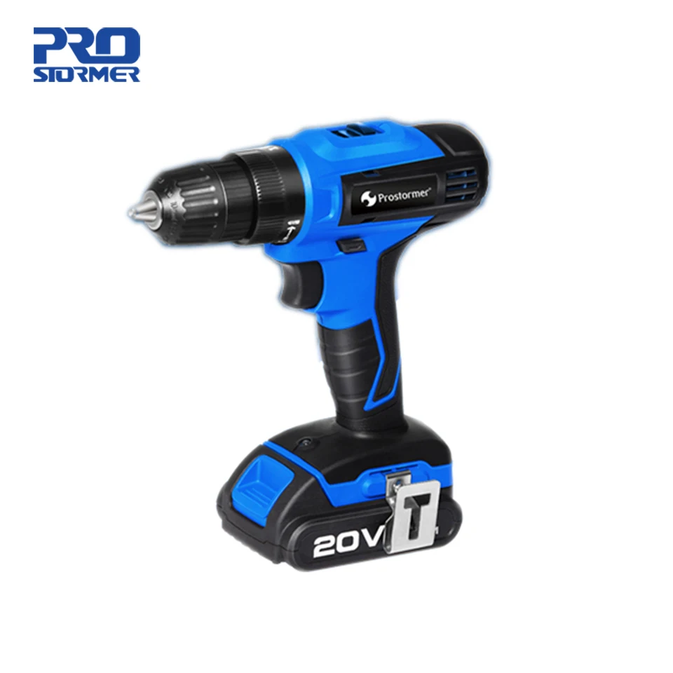 

PROSTORMER 20V Cordless Impact Drill 2000mAh Lithium Battery Cordless Rechargeable Screwdriver 35NM Rated Torque Electric Drill