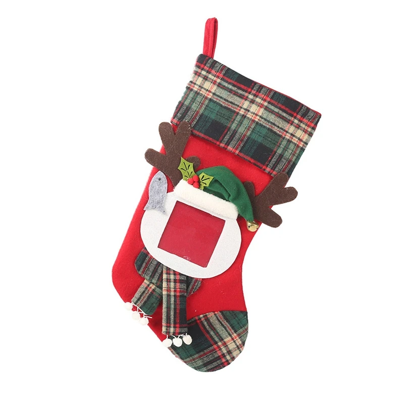 Christmas Stocking Creative Transparent Photo Frame Christmas Candy Stocking Lovely Gift Bag For Christmas Decoration