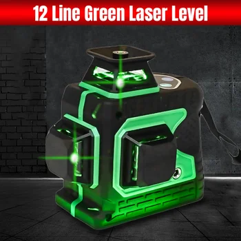 

12 Line 3D Green Laser Level With 1 Battery 520nm 360 Degree Rotation Auto Leveling Horizontal Vertical Laser Beam