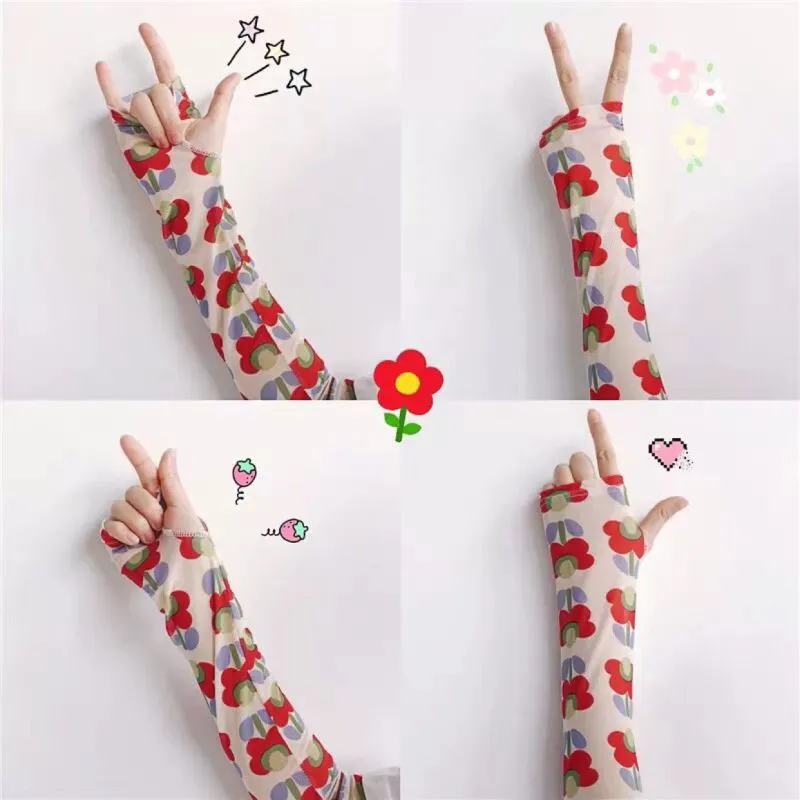 INS Hyuna/милые солнцезащитные перчатки для девочек, летние перчатки с рукавами, охлаждающие манжеты для вождения, верховой езды, прогулок, полезный продукт