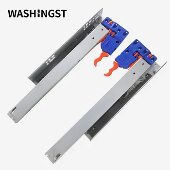 

Three section Bottom mounting slide with dismounting device cabinet drawer slide rail with damping buffer guide