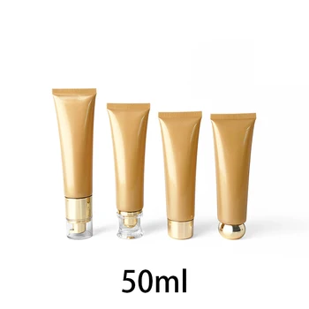 

50ml Plastic Squeeze Bottle 50g Yellow Gold Empty Cosmetic Cream Container Shampoo Toothpaste Concealer Soft Tube Free Shipping