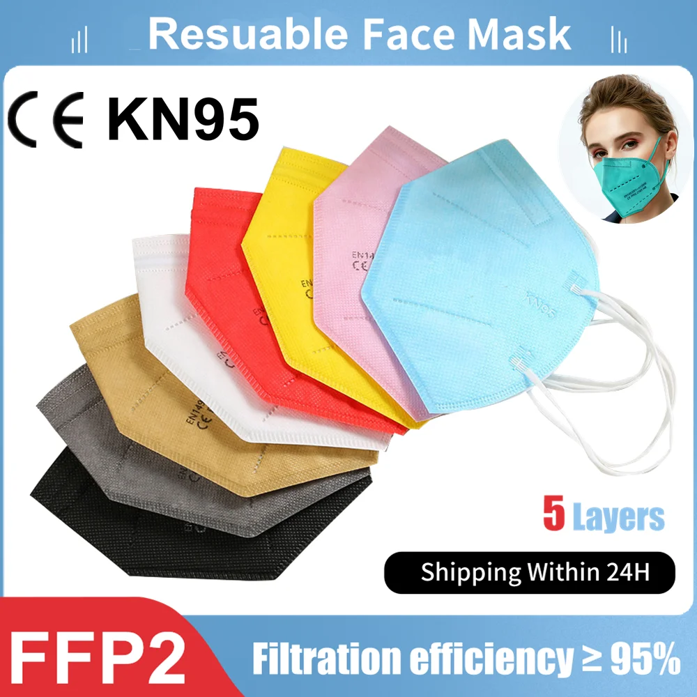 Маска FPP2 KN95 5 слоев FFP2Mask CE защитная маска FFP2 для взрослых FFP 2 FFP3 FP2 | Безопасность и