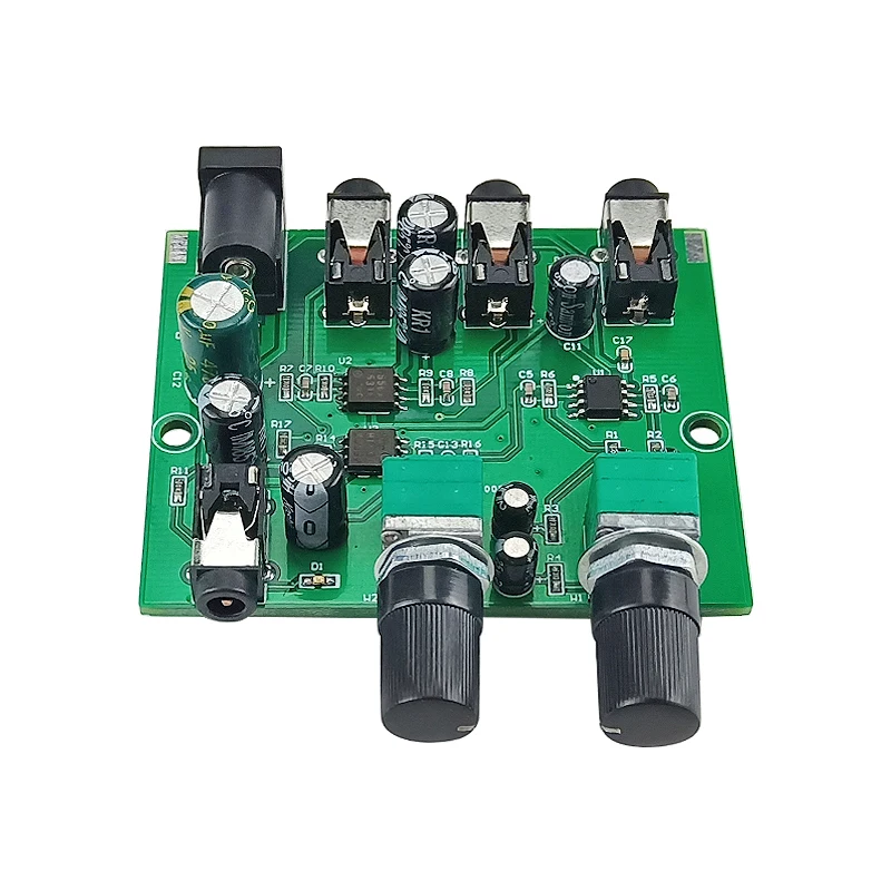GHXAMP Stereo Audio Mixer 2 Input 2 Output 2 Way Volume Independent Control Board Connect Two Headphones or Amplifier DC5 12V