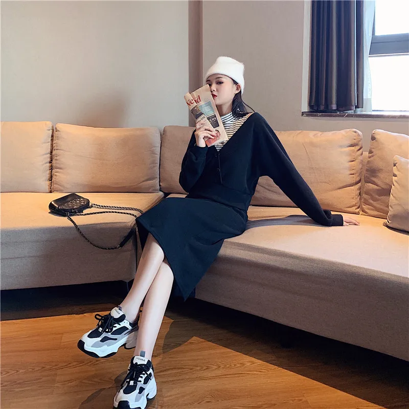 

Knitting Suit Women's 2019 Autumn New Style Korean-style Elegant Skirt Slimming Fashion Three-piece Set