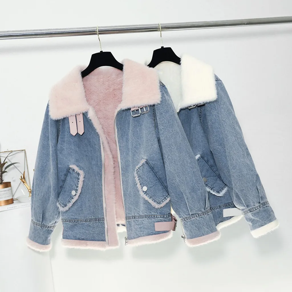 Outerwear Coats Fashion Women Winter Autume Cotton Thick Denim Jacket Windbreaker Coat Outwear Female Warm Jacket Tops M840