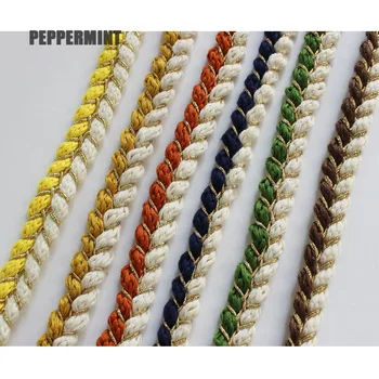 

1yard 1.5cm Golden Braid Trim Cotton Rope Woven Webbing Color Mixed Trimming Sewing Accessory for Garment DIY Trimming
