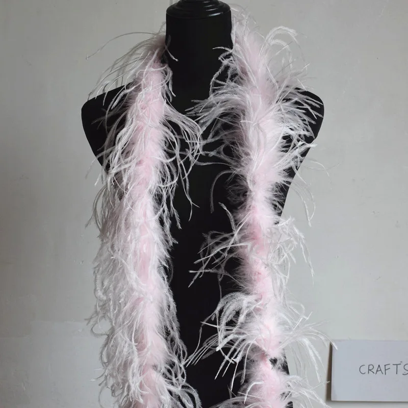 Light Pink 2 м пушистое страусиное перо боа юбка костюмы/отделка для вечерние/Костюм Ремесло страусиное перо в Свадебные украшения - Color: Light Pink