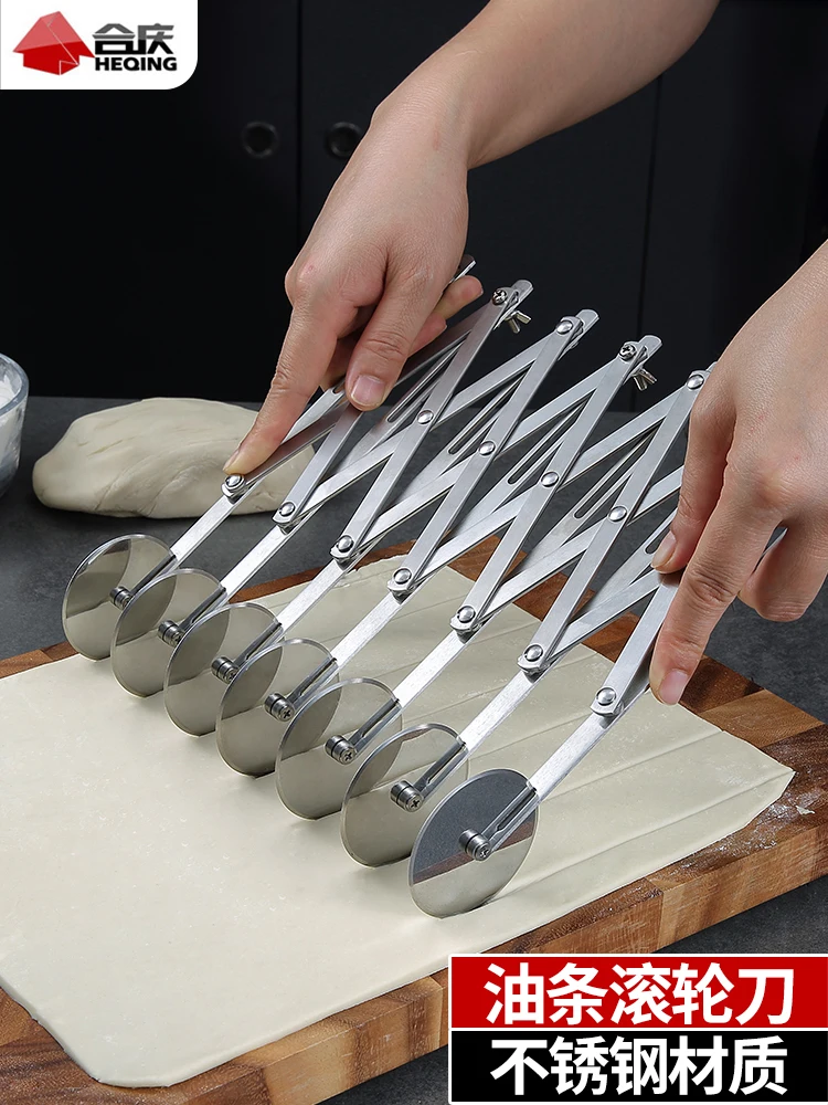 Stainless steel slicer knife artifact non stick manual adjustable size commercial pizza roller cutter divider kitchen tool