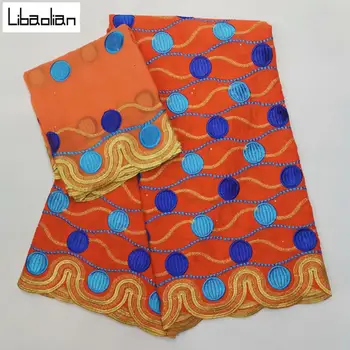 

Latest African Cotton Lace Fabric 2019 High Quality Nigerian French Multicolor Embroidery Swiss voile Lace Fabric 5+2Yards O9-26