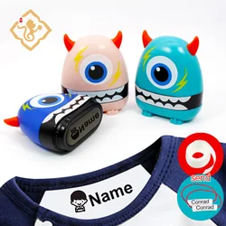 Sello de nombre de bebé hecho a medida para niños, sello de número de teléfono, Sección de ropa segura, no se decolora fácilmente, juguete de expresión de monstruos