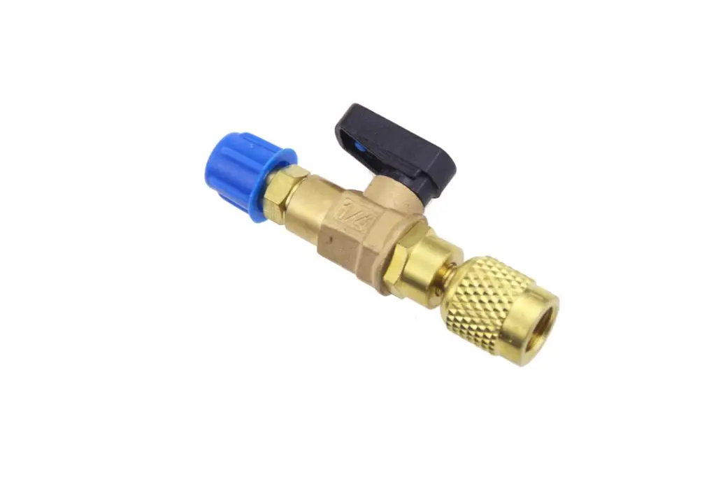 R410 адаптер с шаровым клапаном 1/"& 5/16" SAE разъем Регулируемый зарядный клапан