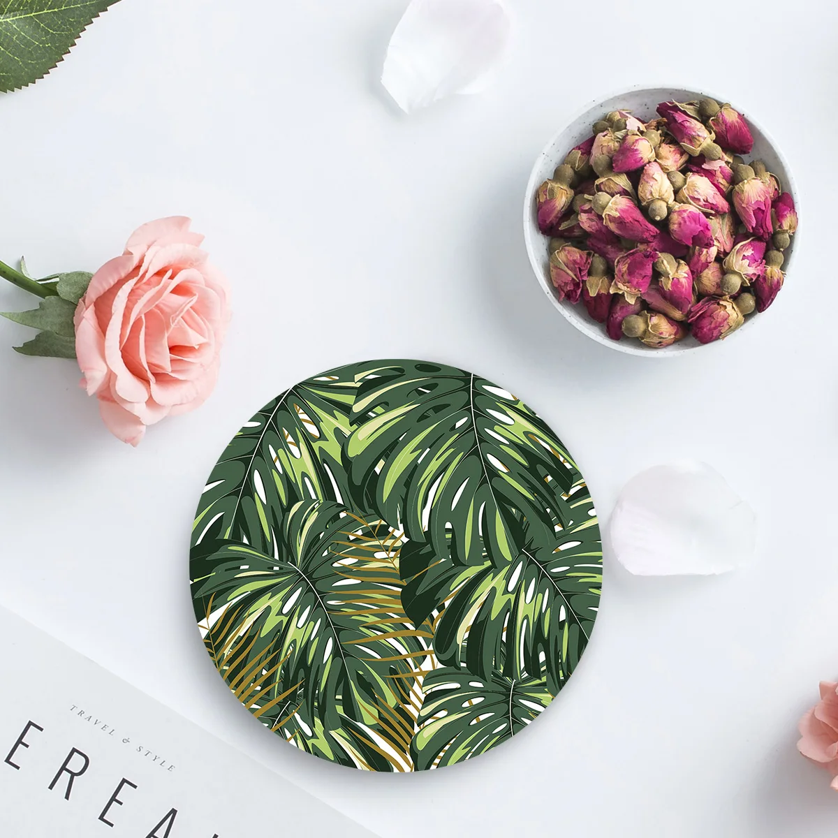 Тропическое растение Monstera керамическая подставка под стаканчик коврики для напитков кружка Нескользящая Роскошная подставка настольные украшения для дома кухонный инструмент