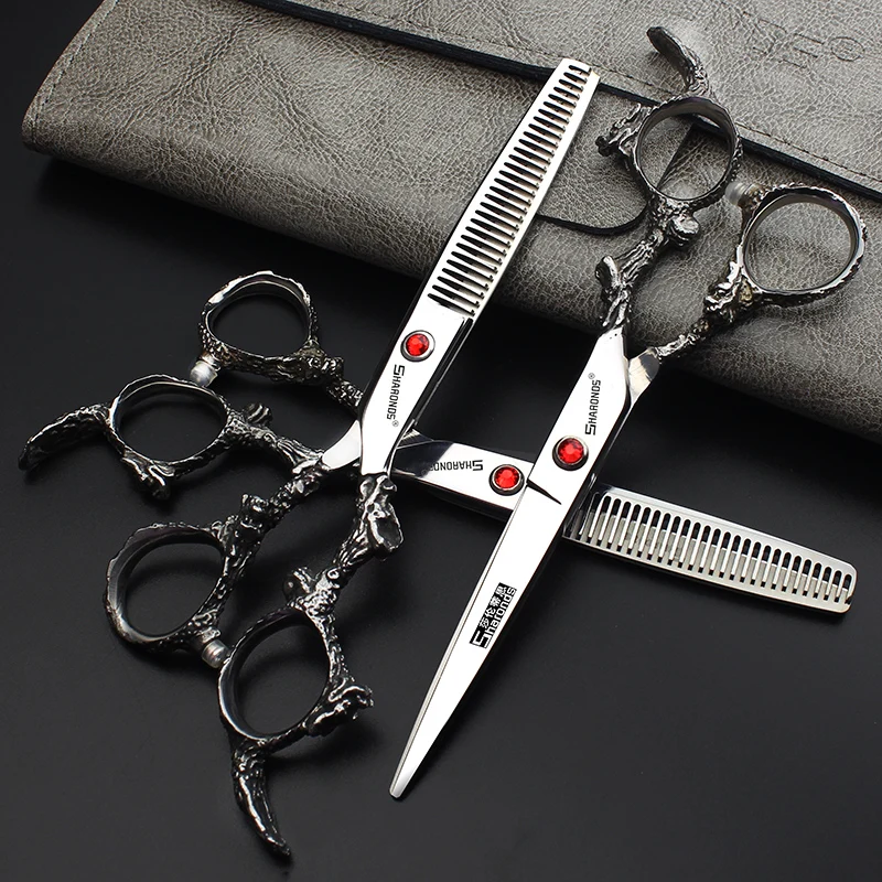 

Unique Dragon Barber Shop Hair Stylist Special Hairdressing Scissors 6 inch Cutting Seamless Scissors Thinning Willow Shears