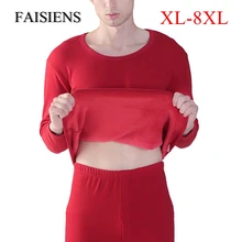FAISIENS, флисовые утепленные мужские леггинсы, большие размеры 6XL 7XL 8XL, топы с длинными рукавами+ штаны, мужские мягкие теплые зимние кальсоны