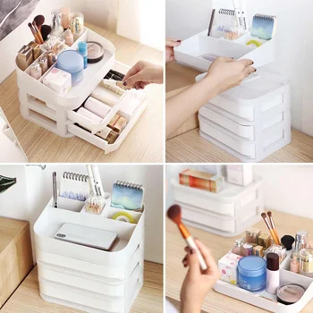 

New Plastic Cosmetic Drawer Makeup Organizer Jewelry Container Storage Box DIY Multi-layer Nail Casket Holder Bathroom Desktop C