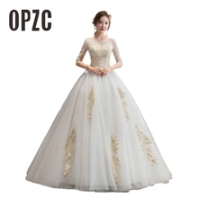 OPZC модная классическая новая дешевая футболка с коротким рукавом с круглым вырезом принцесса иллюзия свадебное платье на заказ Плюс Размер Vestido De Noiva