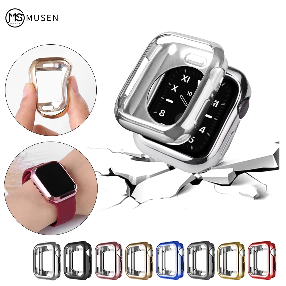 

Electroplated ultra-thin case for Apple 4 3 2 1 42MM 38MM soft transparent TPU protective film for iWatch 5 44MM 40MM