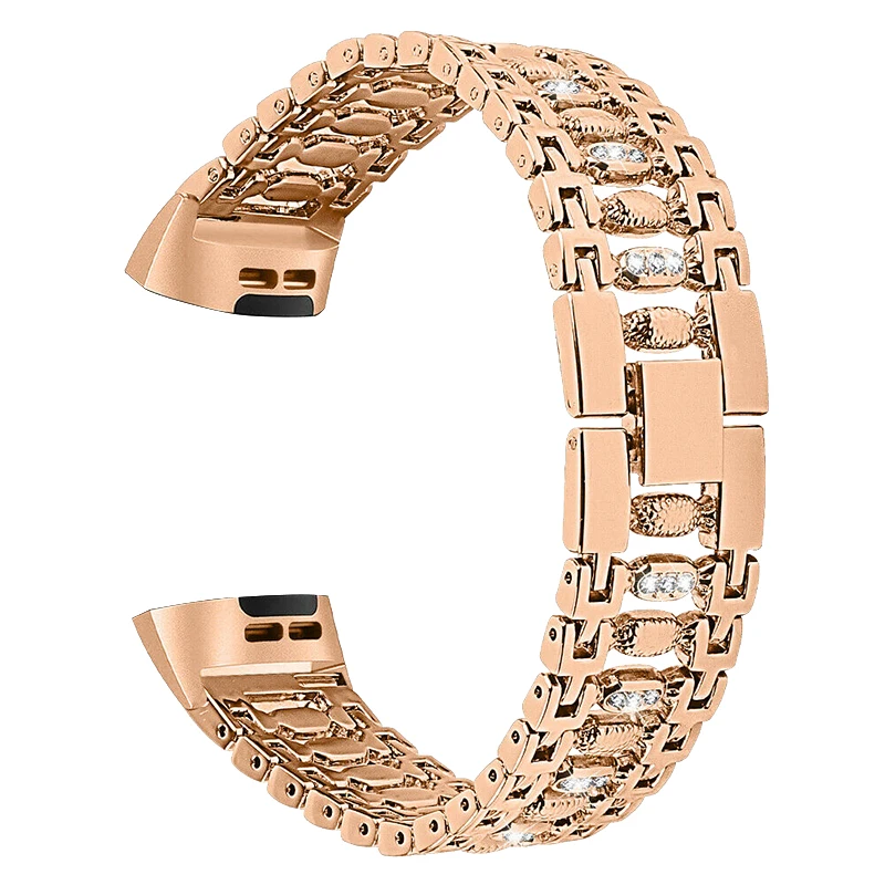 Для Fitbit Charge 2/3, часы из нержавеющей стали, элегантные стразы, ремешок-цепочка для Fitbit 2 3, браслет, часы, ремешок, аксессуары