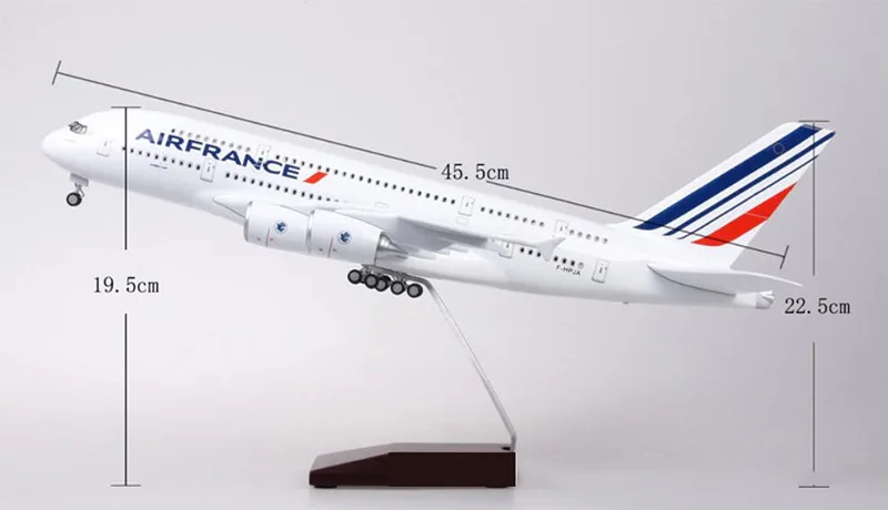 1/160 масштаб 50,5 см Airbus A380 Air Франция модель самолета W светодиодный светильник и колесо литой пластик Смола самолет для сбора