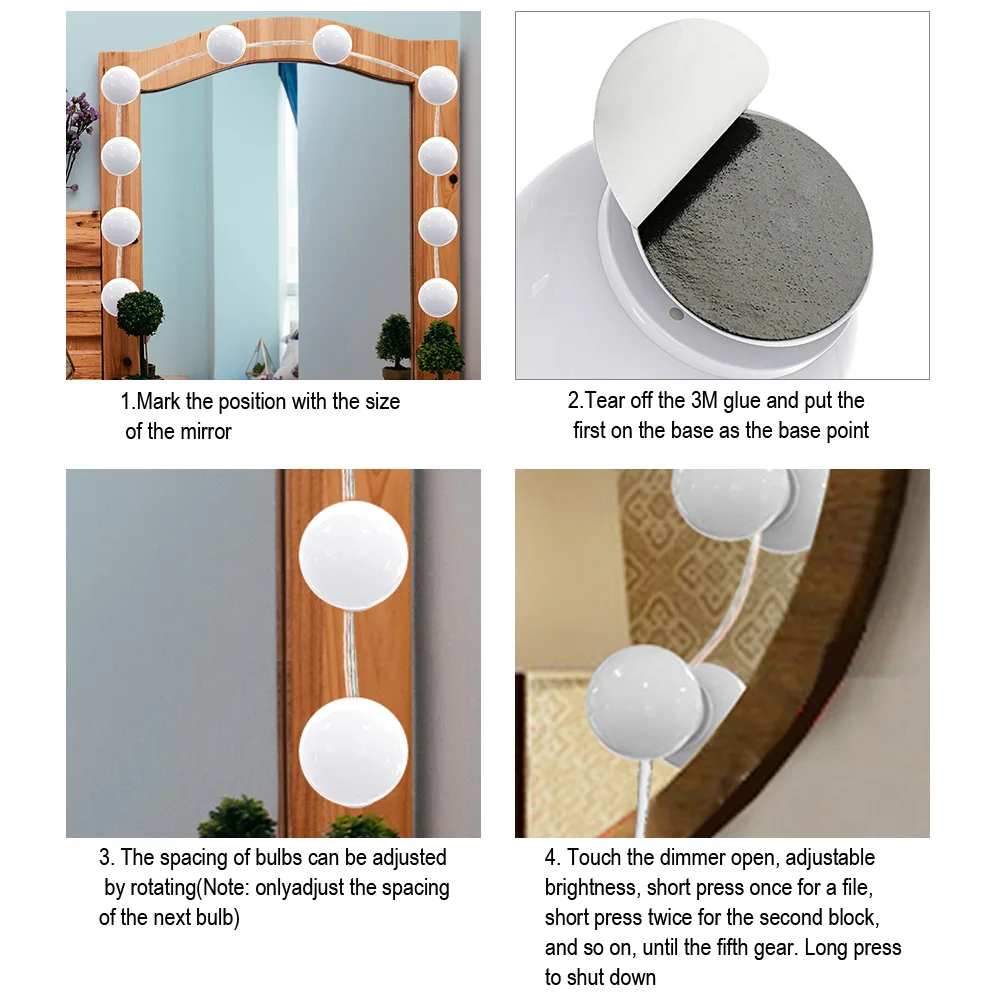 Зеркало для макияжа 30 Вид из Яркость Светодиодный лампочки комплект