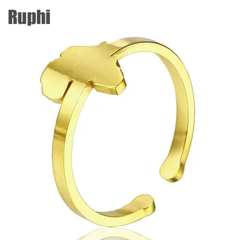 

Stylish African map ring titanium steel lady open ring adjustable simple finger jewelry