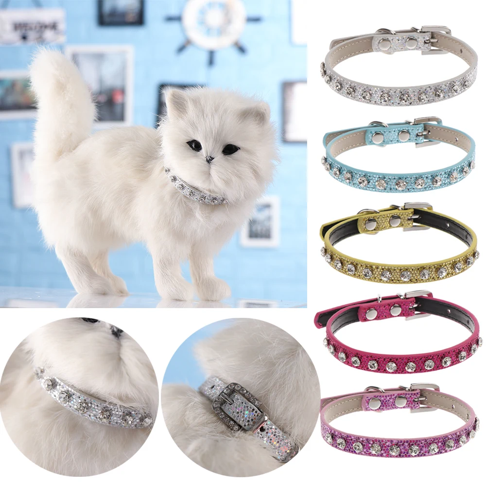 

1PC Bling Rhinestone Puppy Dog Collars Personalized Small Dogs Chihuahua Collar Custom Necklace Free Name Charms Pet Accessories