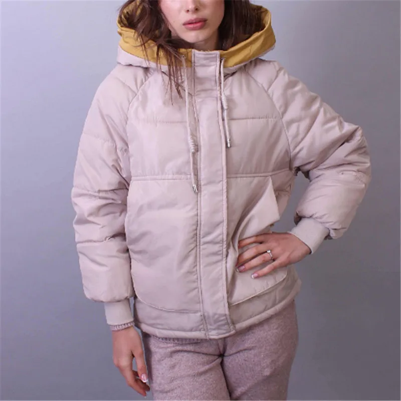 

Winter Parka Black Padded Jacket Women Cotton Clothes Solid Hood Basic Jackets Coats Plus Size Warmness 3XL Thick Outwear Yellow