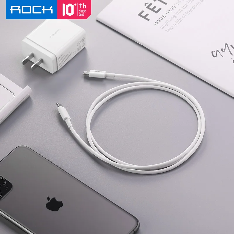 ROCK MFI USB-C-Lightning PD кабель для быстрой зарядки 18 Вт кабель для синхронизации типа C для iPhone X Xs Max iPad шнур для быстрой зарядки