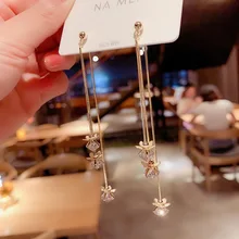  Zeojrlly Trendy Fashion Women Dangle Earrings Dew Flower Earrings Women's Small Long Tassel Elegant Korean Jewelry 