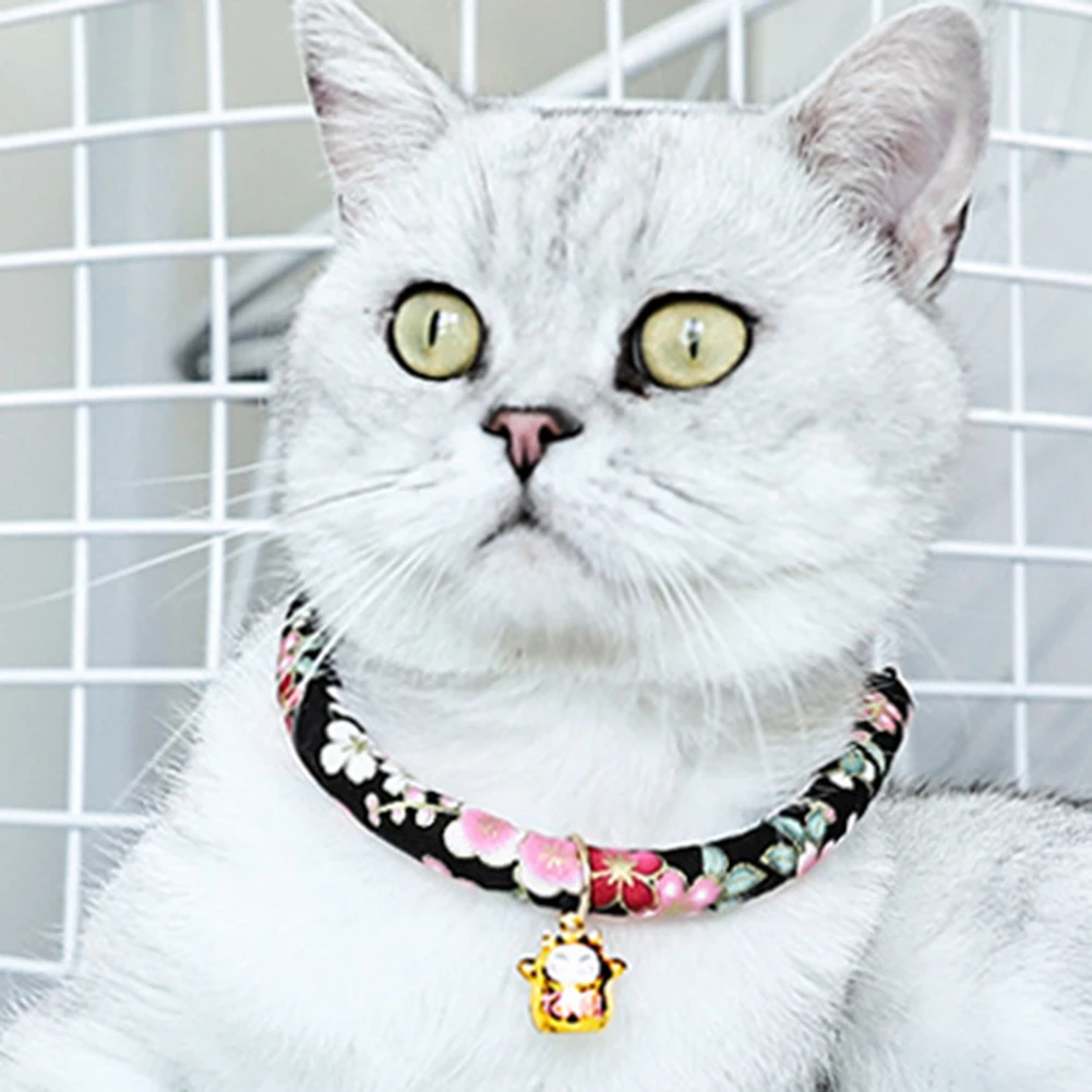 Love Pet Dog Puppy Kitten Adjustable Flower Print Bell Collar Soft Durable Necklace Neck Strap Pet Supplies